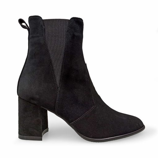 Botine dama din piele naturala neagra velur