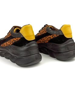 Sneakers sport negri cu animal print Nady