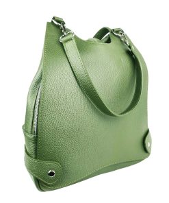 Rucsac piele naturala verde Claire