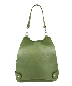 Rucsac piele naturala verde Claire