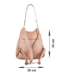 Rucsac piele naturala roz Claire