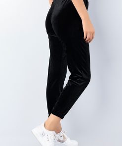 Pantaloni dama trening catifea cu dunga