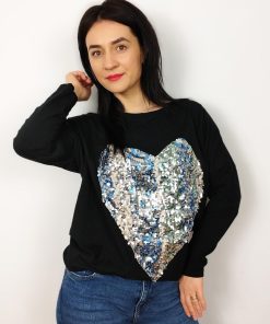 Bluza dama neagra cu paiete Heart