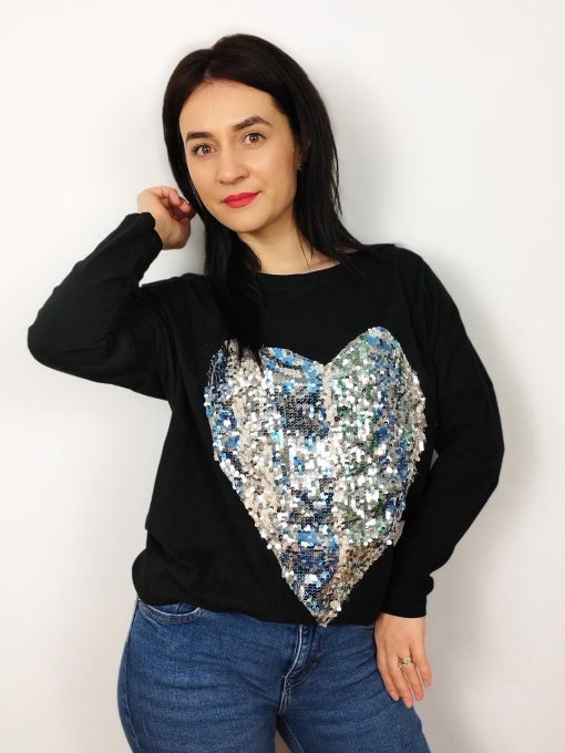 Bluza dama neagra cu paiete Heart