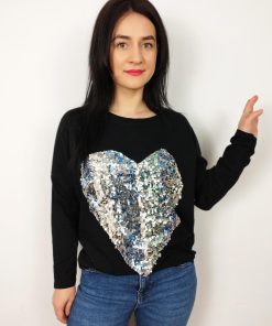 Bluza dama neagra cu paiete Heart