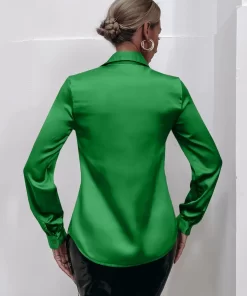 Camasa dama verde satin Hazel