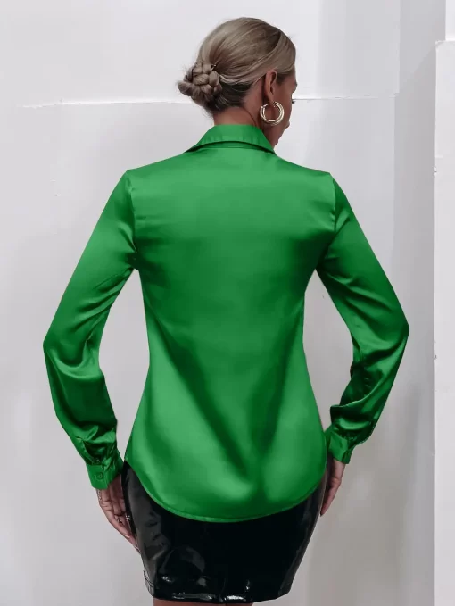 Camasa dama verde satin Hazel