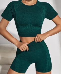 Compleu dama sport verde pantaloni si tricou Shyla