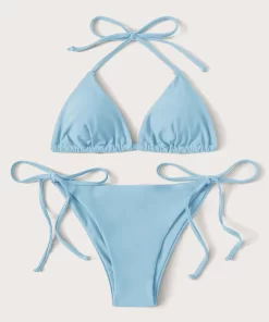 Costum de baie blue doua piese sutien triunghi Ada