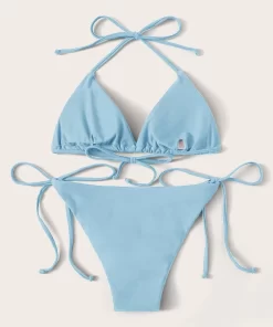 Costum de baie blue doua piese sutien triunghi Ada