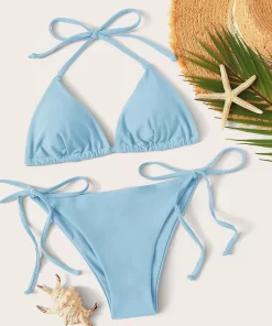 Costum de baie blue doua piese sutien triunghi Ada