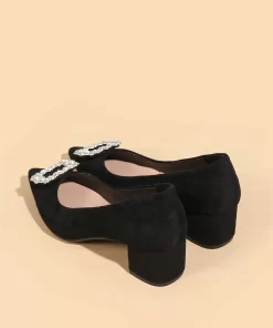 Pantofi dama piele intoarsa eco toc mic Taylor negri