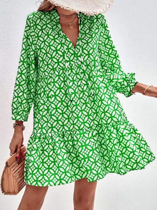 Rochie casual verde imprimeu floral Lorin