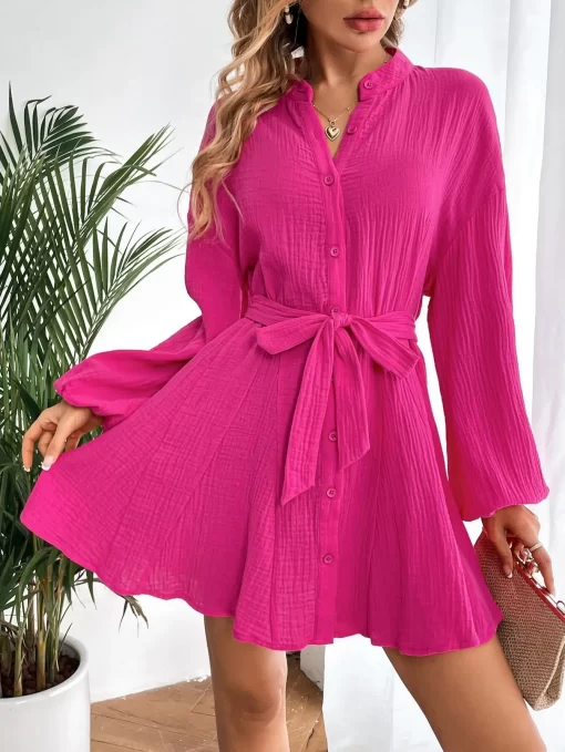 Rochie dama fucsia cu cordon Shyla