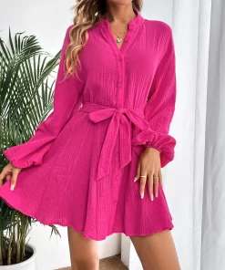 Rochie dama fucsia cu cordon Shyla