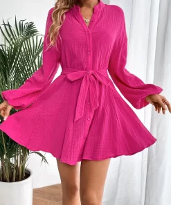 Rochie dama fucsia cu cordon Shyla