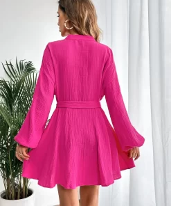 Rochie dama fucsia cu cordon Shyla