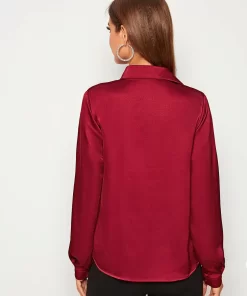 Camasa dama burgundi satin Thea (1)