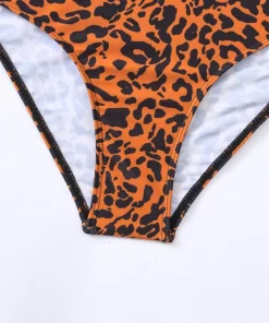 Costum de baie intreg volane Ana leopard print caramiziu