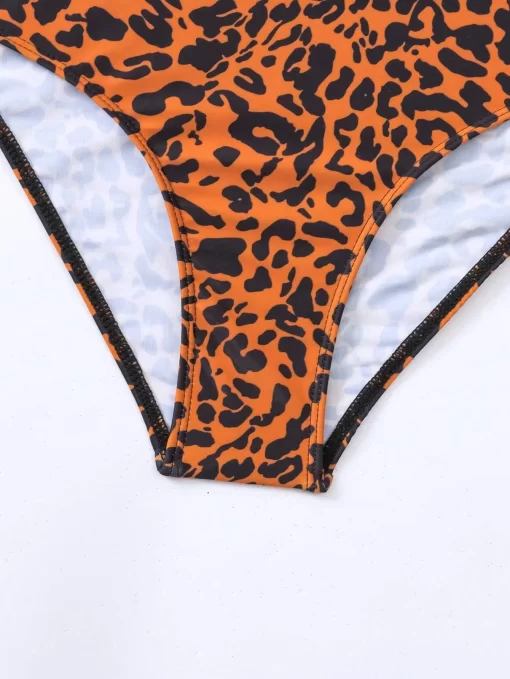 Costum de baie intreg volane Ana leopard print caramiziu