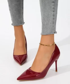 Pantofi dama stiletto piele eco lacuita Kali burgundi