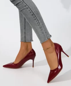 Pantofi dama stiletto piele eco lacuita Kali burgundi