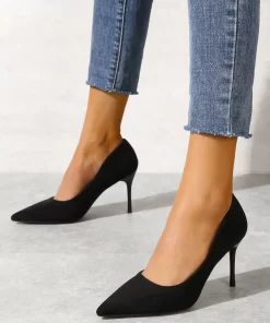 Pantofi dama stiletto piele intoarsa eco Kali negri