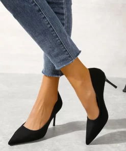 Pantofi dama stiletto piele intoarsa eco Kali negri