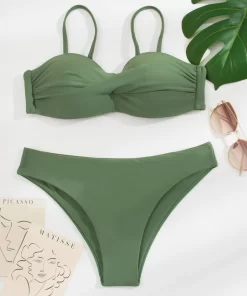 Costum de baie doua piese verde army Journi