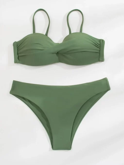 Costum de baie doua piese verde army Journi