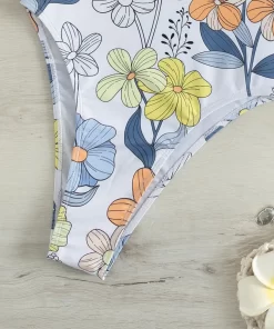 Costum de baie intreg alb imprimeu floral Kinley