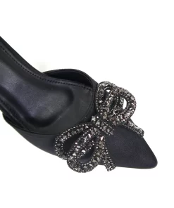 Pantofi dama eleganti satin toc stiletto Zelda negru