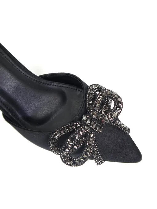 Pantofi dama eleganti satin toc stiletto Zelda negru