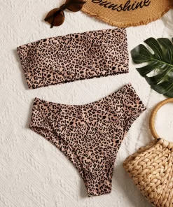 Costum de baie cu bustiera animal print Lara