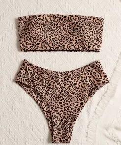 Costum de baie cu bustiera animal print Lara