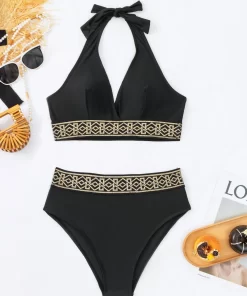 Costum de baie doua piese negru Cynthia