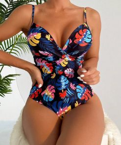 Costum de baie intreg cu imprimeu tropical Carval