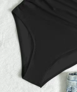 Costum de baie intreg cu volane negru Jayla