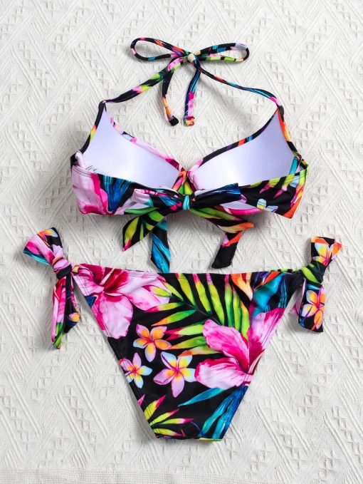 Costum de baie multicolor doua piese Calla